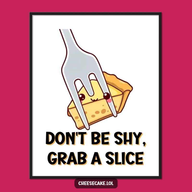Free Printable Wall Art: Shy Pie Slice, Whimsical Downloadable Decor for Kitchen