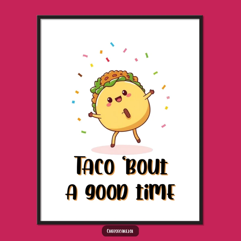 Free Printable Wall Art: Cartwheeling Taco Funny Downloadable Art for a Festive Space