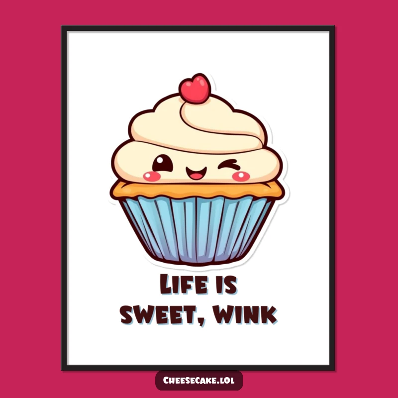 Free Printable Wall Art: Mischevious Cupcake Wink, Funny Downloadable Decor