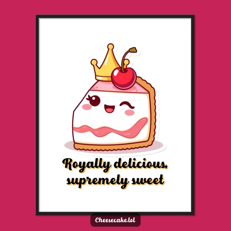 Free Printable Wall Art: Royal Cheesecake Crown Wink - Funny Downloadable Decor