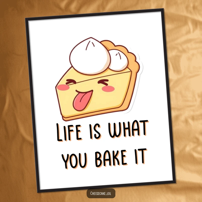 Funny Free Printable Wall Art: A slice of pie winking mischievously and sticking its tongue out, adding playful decor.