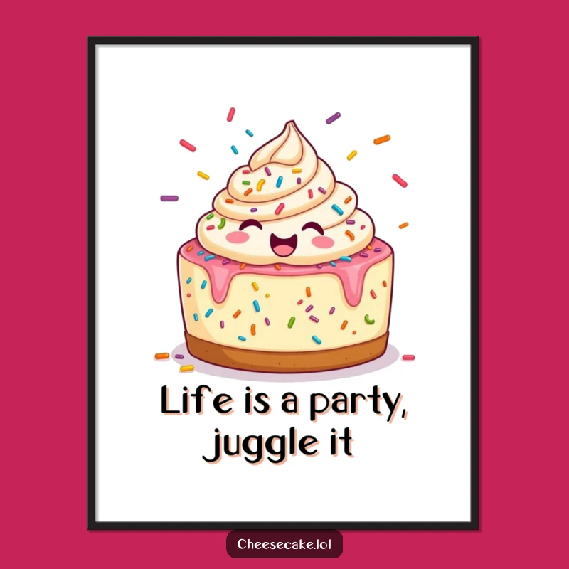 Funny Free Printable Wall Art: Juggling Cheesecake, Whimsical Downloadable Decor