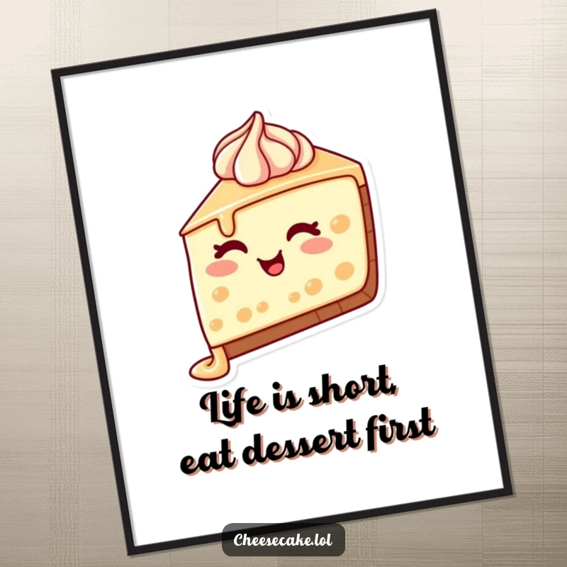 Funny Free Printable Wall Art: A cheesecake slice winks suggestively, frosting dripping, a decadent and humorous piece.