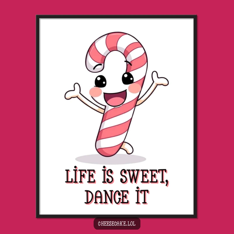 Free Printable Wall Art: Dancing Candy Cane for Whimsical, Sweet Decor