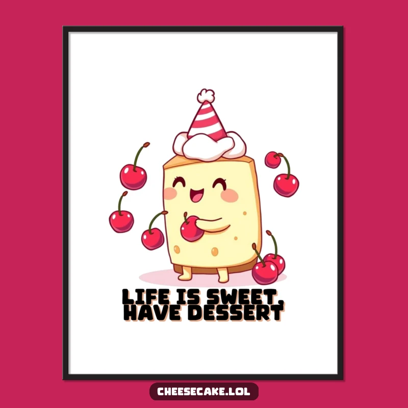 Funny Free Printable Wall Art: Juggling Cheesecake - Whimsical Downloadable Decor