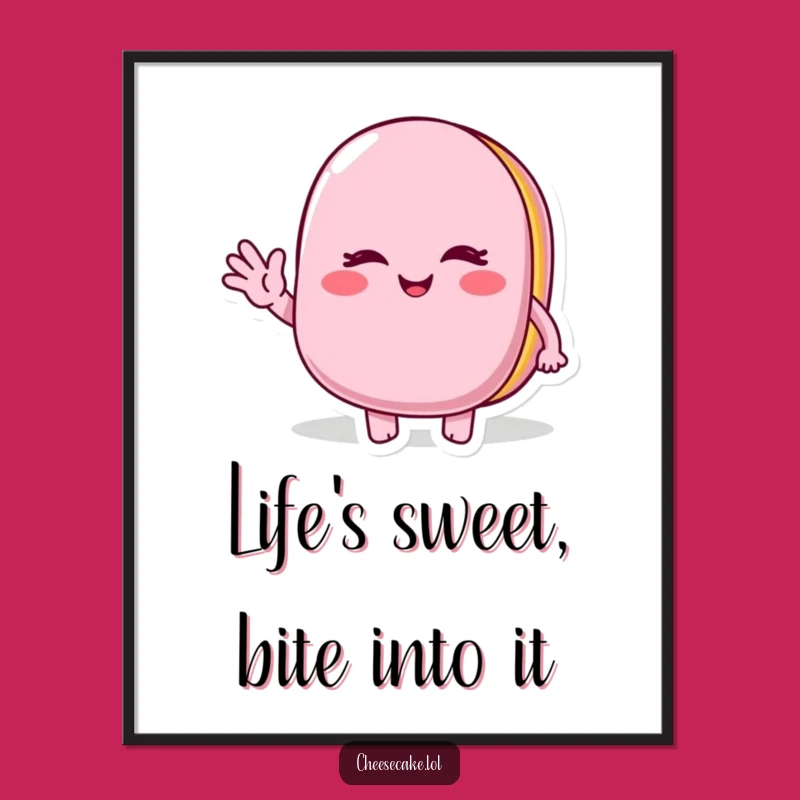 Free Printable Winking Macaroon Wall Art Funny Downloadable Decor