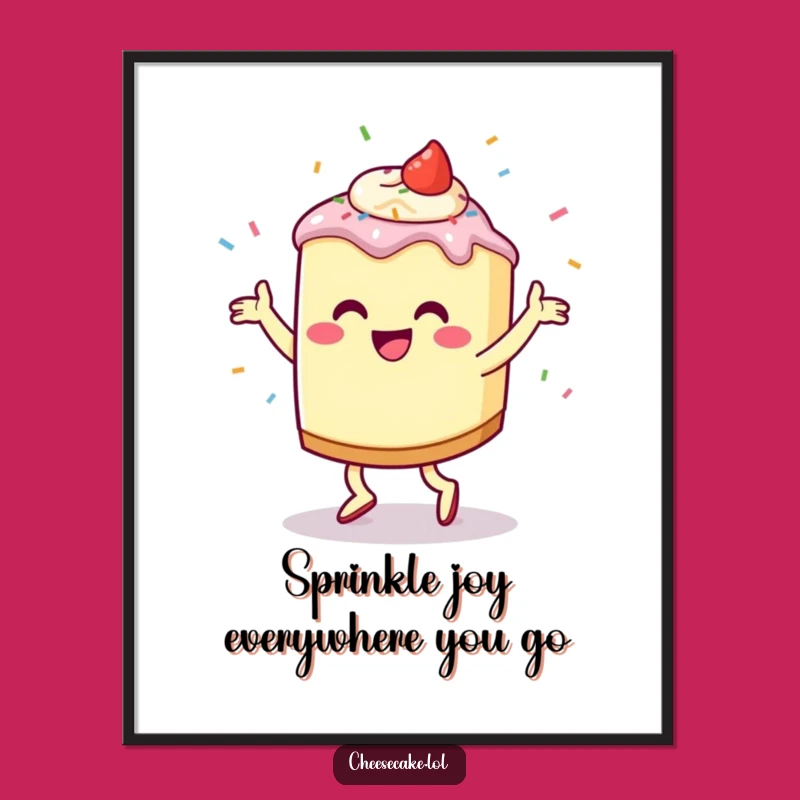 Funny Free Printable Wall Art: Dancing Cheesecake Sprinkle Party Downloadable Decor