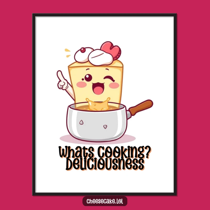 Funny Free Printable Wall Art: Excited Cheesecake, Quirky Downloadable Decor