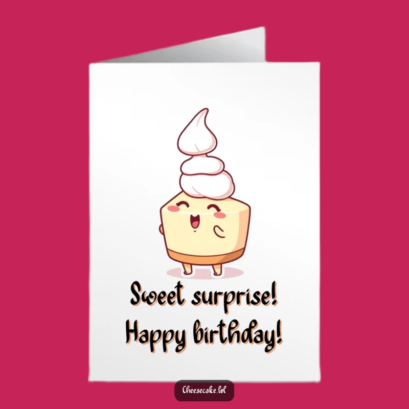 Excited Cheesecake Birthday Card: Free Printable Whipped Cream Funny Downloadable Gift