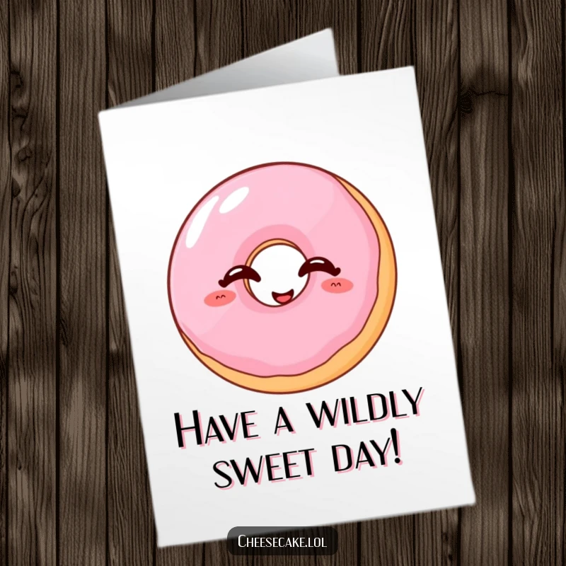 Funny Free Printable Birthday Card: A jelly donut with eyes closed giggles uncontrollably, spreading birthday joy.