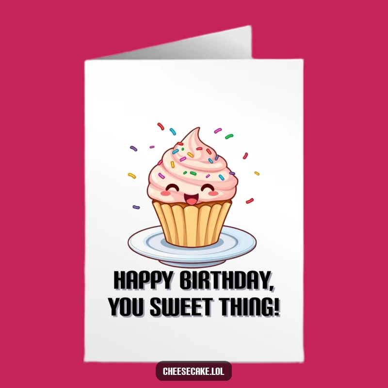 Free Printable Excited Cupcake Birthday Card: Sprinkle Celebration for a Hilarious Downloadable Gift