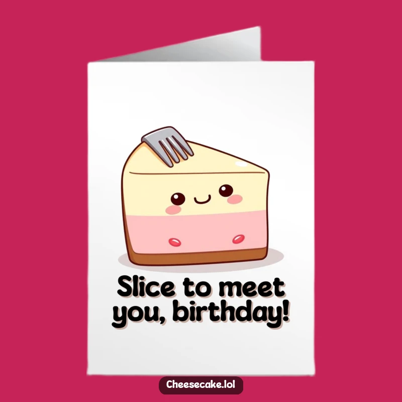 Free Printable Birthday Card: Funny Cheesecake Stuck Fork - Hilarious DIY Downloadable Gift