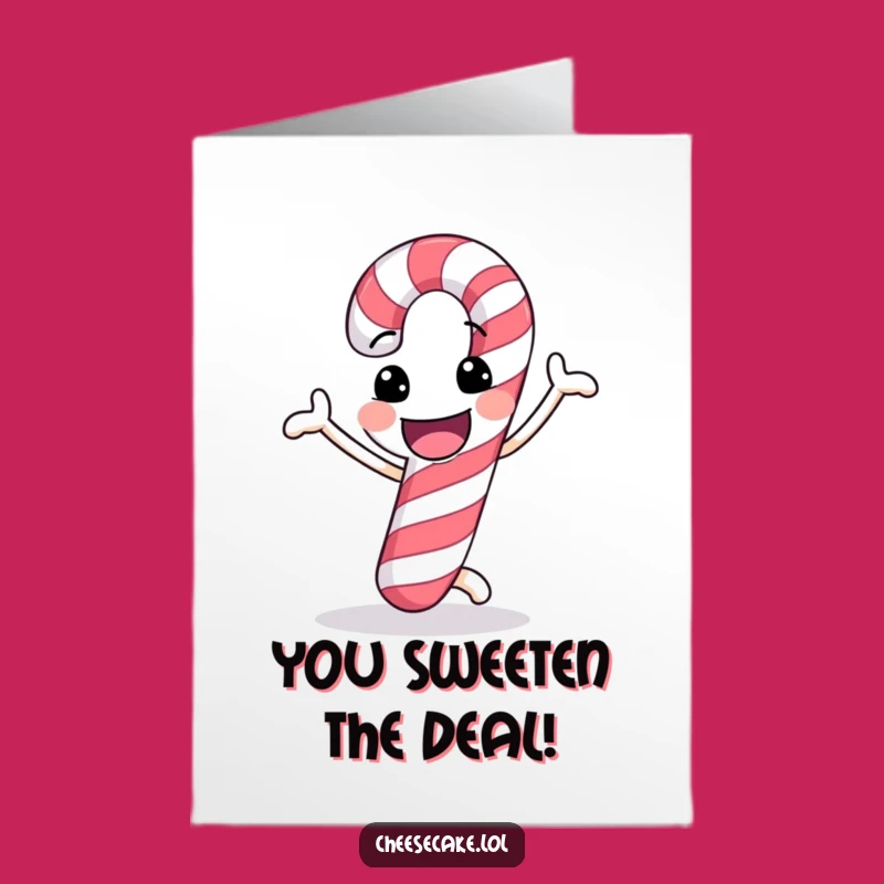 Free Printable Congrats Card: Dancing Candy Cane Celebrates Your Success