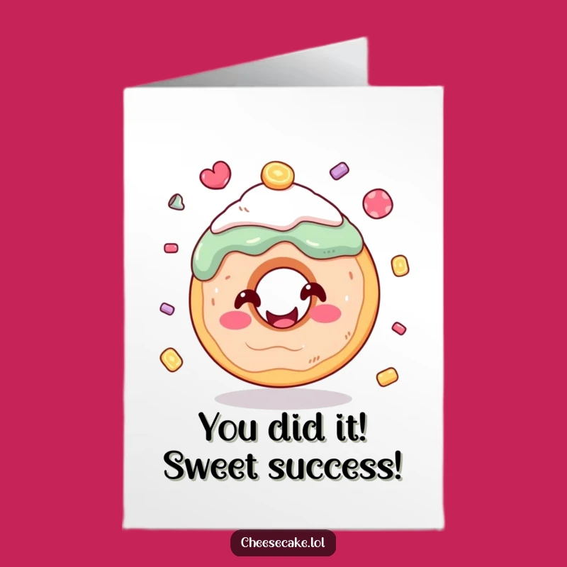 Free Printable Congrats Card: Juggling Donut Funny Downloadable Gift for Sweet Wins
