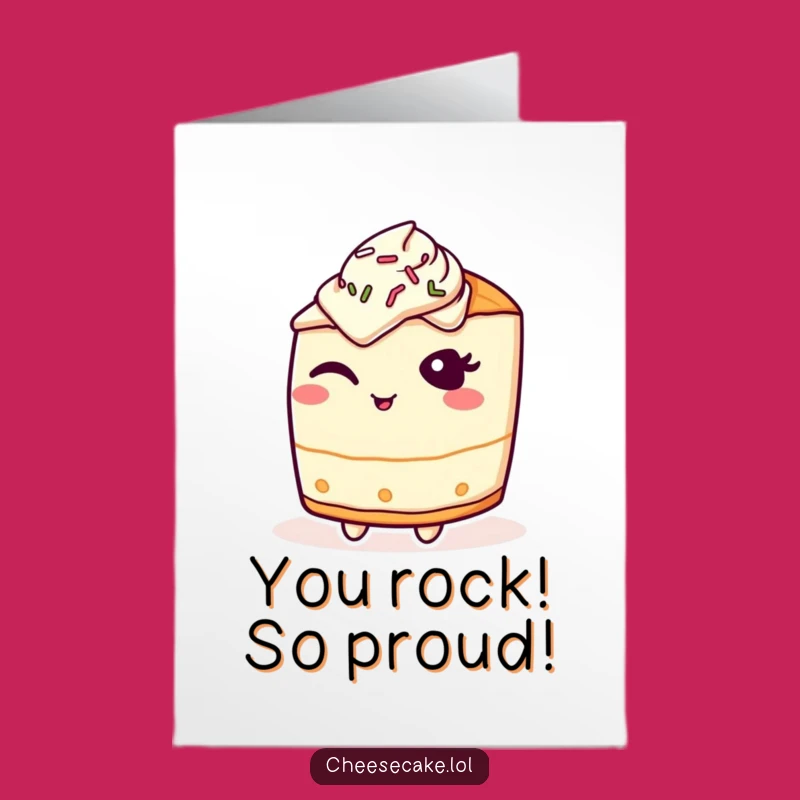 Free Printable Congrats Card: Winking Cheesecake, Funny Downloadable Expresssion