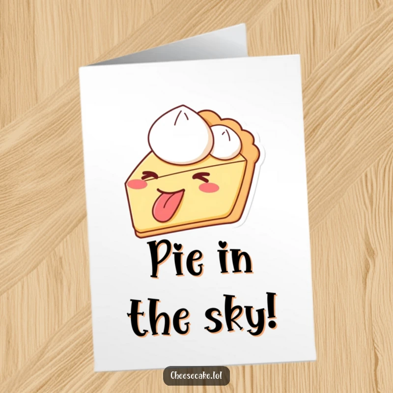 Funny Free Printable Congratulations Card: A piece of pie winking playfully, sticking its tongue out in a lighthearted, teasing manner.