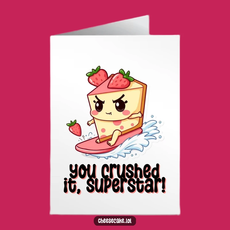 Free Printable Congrats Card: Cheesecake Surfer, Triumphant Downloadable Gift