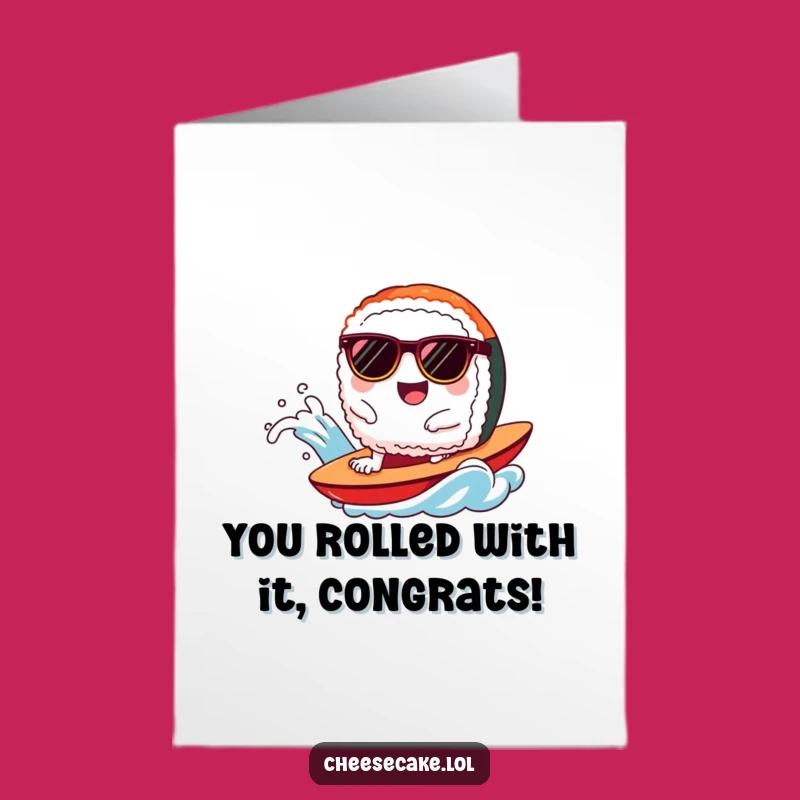 Free Printable Congratulations Sushi Card: Ride the Wave of Success Downloadable