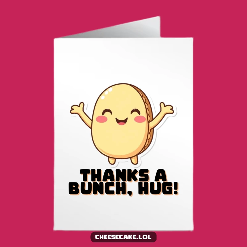 Free Printable Hugging Macaron Thank You Card Downloadable Funny Gift