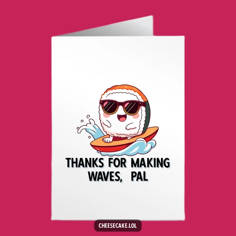 Free Printable Thank You Sushi Card: Wave Riding Gratitude Downloadable