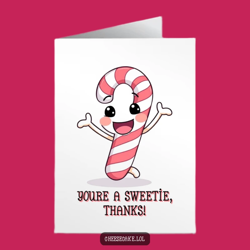 Free Printable Thank You Card: Dancing Candy Cane Sends Sweet Thanks