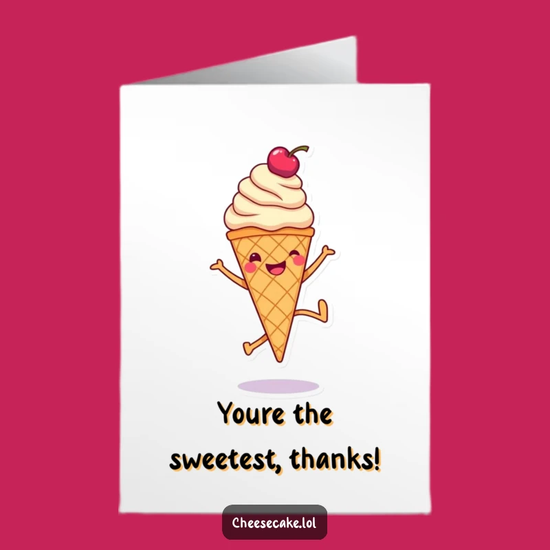 Free Printable Thank You Card: Ice Cream Cone Cartwheels with Sweet Thanks