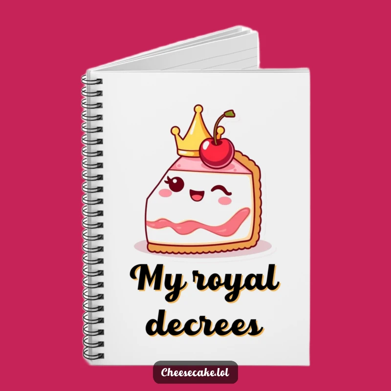 Funny Cheesecake Notebook: Cute Crowned Slice Winks, Royal Journal!