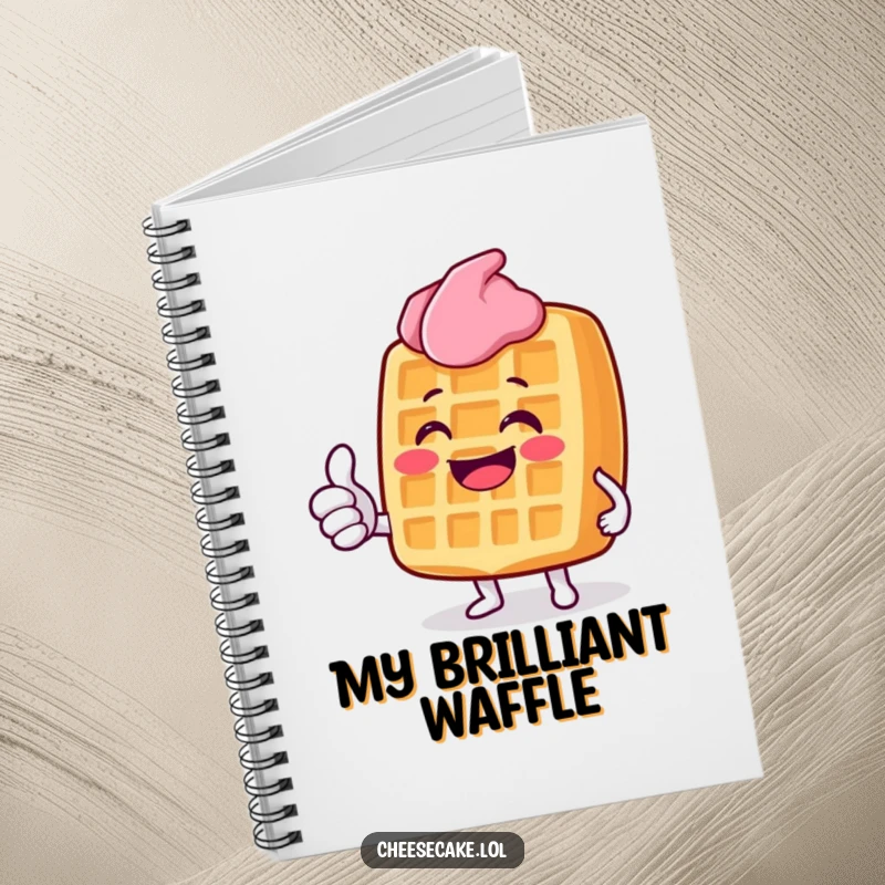 Funny Grinning Waffle Notebook: Features a grinning waffle character giving a thumbs up, perfect for jotting down positive ideas.