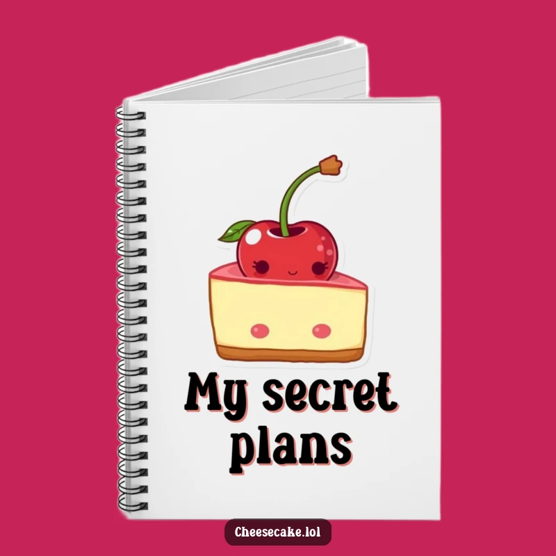 Funny Shy Cheesecake Cherry Thoughts Notebook - Journal Your Sweet Secrets!