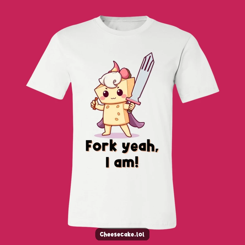 Funny Cheesecake Knight T-Shirt: Brave Dessert Hero Tee