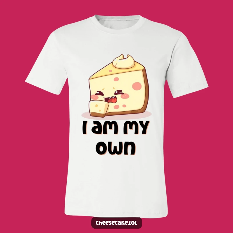 Funny Cheesecake T-Shirt: Mischievous Self-Eating Slice Graphic Tee