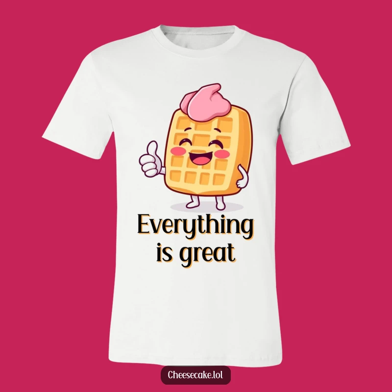 Funny Grinning Waffle T-Shirt: Show Your Approval with a Thumbs Up Character, Fun Gift