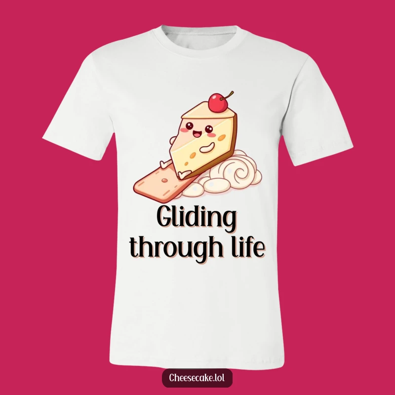 Funny Cheesecake Slide Tee - Joyful Dessert Fun for Playful Style