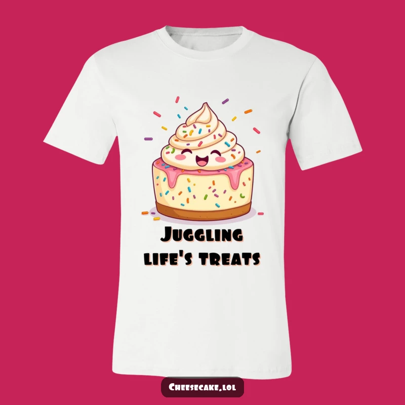Funny Cheesecake Sprinkle Juggling T-Shirt, Wear Your Joyful Dessert Attitude