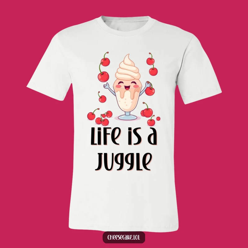 Funny Giggling Sundae T-Shirt: Wear Your Joy with a Juggling Cherry Character, Fun Gift
