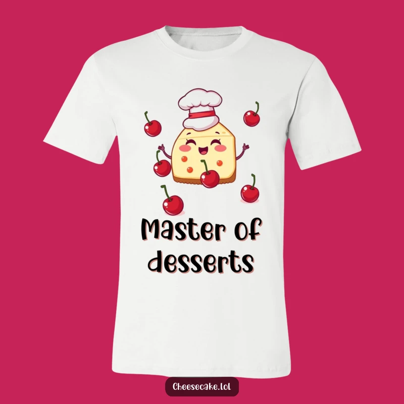 Funny Chef Cheesecake T-Shirt, Juggling Cherry Dessert Tee, Hilarious Gift for Culinary Fans