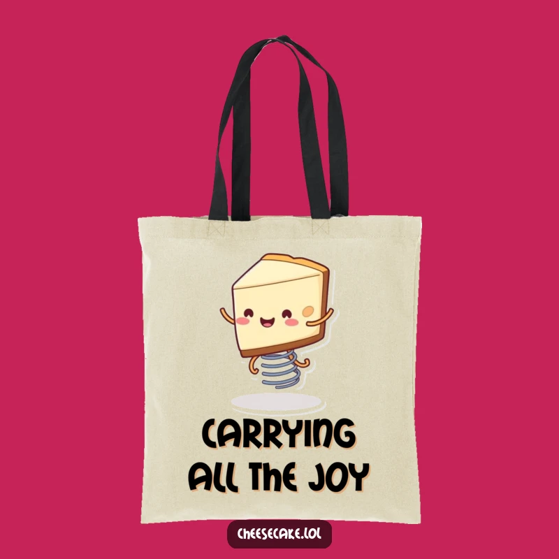 Funny Cheesecake Tote Bag - Bouncing Dessert Eco-Friendly Gift Carrier