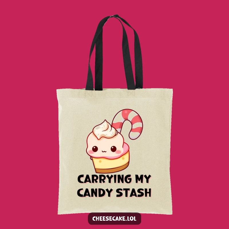 Funny Cheesecake Candy Cane Peek Tote Bag, Stylish and Hilarious Accessory