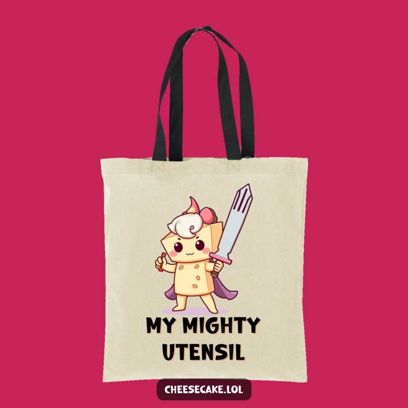 Funny Cheesecake Knight Tote Bag: Carry Your Courage Gift