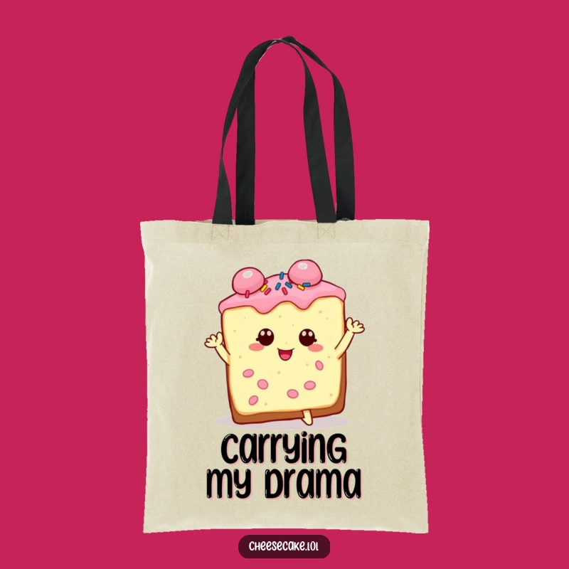 Funny Cheesecake Tote Bag: Charming Sprinkled Slice, Dramatic Pose, Carry in Style!