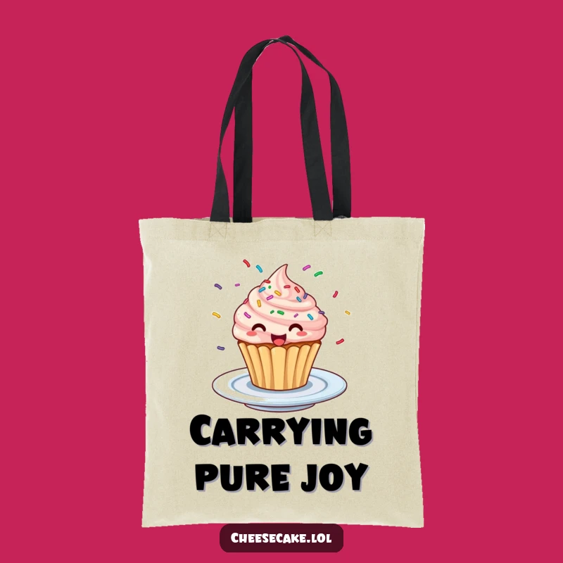 Funny Excited Cupcake Tote Bag - Sprinkly Dancer Carry-All Gift