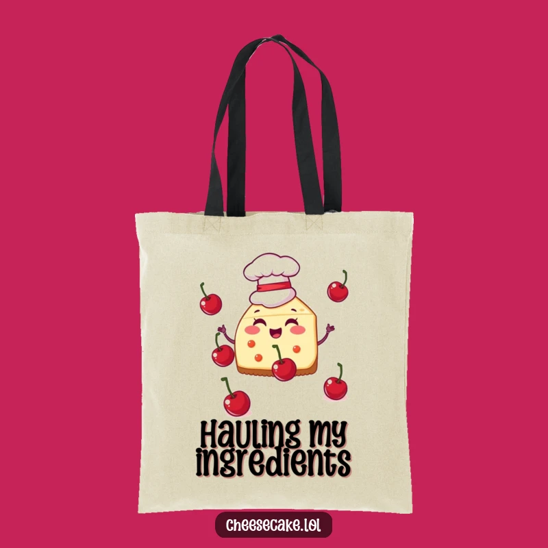 Funny Chef Cheesecake Tote Bag, Juggling Cherry Carryall, Hilarious Gift for Foodies